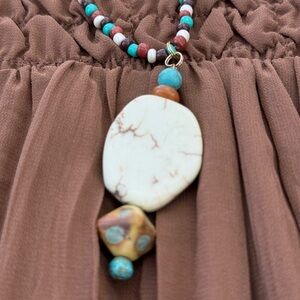 Beaded Necklace with Stone Pendant
